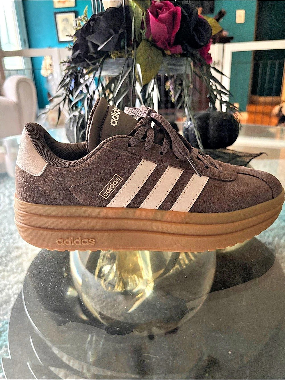 Adidas VL Court Bold Sneakers Earth Strata/Wonder Quartz/Gum US 8.5